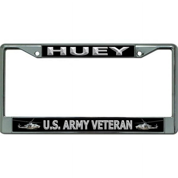 Huey U.S. Army Veteran Chrome License Plate Frame