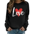 thumbnail image 4 of YueHuiYing Women's Oversized Hoodless Sweatshirt with Red Heart Pattern Print Crew Neck Long Sleeve Spring/Summer Valentine's Day Casual Versatile Top, 4 of 7