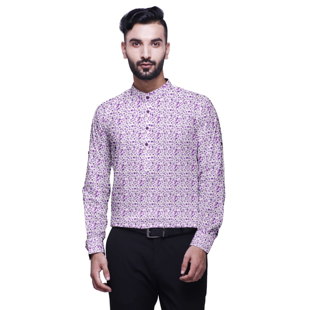 BESTMAN Kurta Courte Imprimée pour Hommes Col Mandarin Indien Vêtements Décontractés