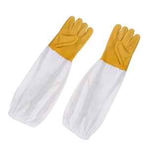 OULII 1Pair Sheepskin White Beekeeping Gloves Work Gloves for Hand Protection and Comfort