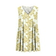 thumbnail image 3 of Viikei Womens Summer Dresses,Dresses for Women Plus SizeWomen's Summer Print Casual Loose Sleevless V-Neck Dress Yellow S, 3 of 6