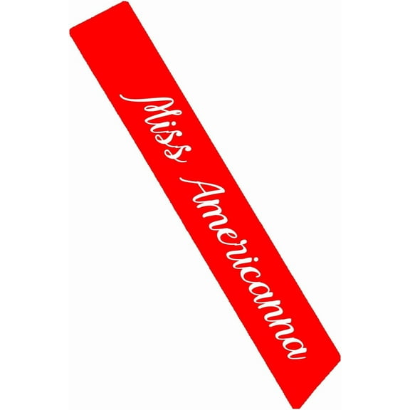 1 pcs Miss Americana Sash Red Satin Sash with White Glitter Letters