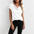 thumbnail image 5 of Fashion Cowl Neck Tops for Women Dressy Casual Short Sleeve Shirts Summer Clothes Outfits White XL, 5 of 5