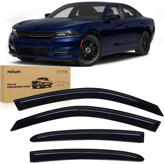 Nilight Window Rain Guards for Dodge Charger 2011-2023, Out-Channel Window Visors Vent Wind Deflectors-4PCS
