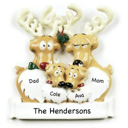 - Personalized Reindeer Family of 4 Ornament