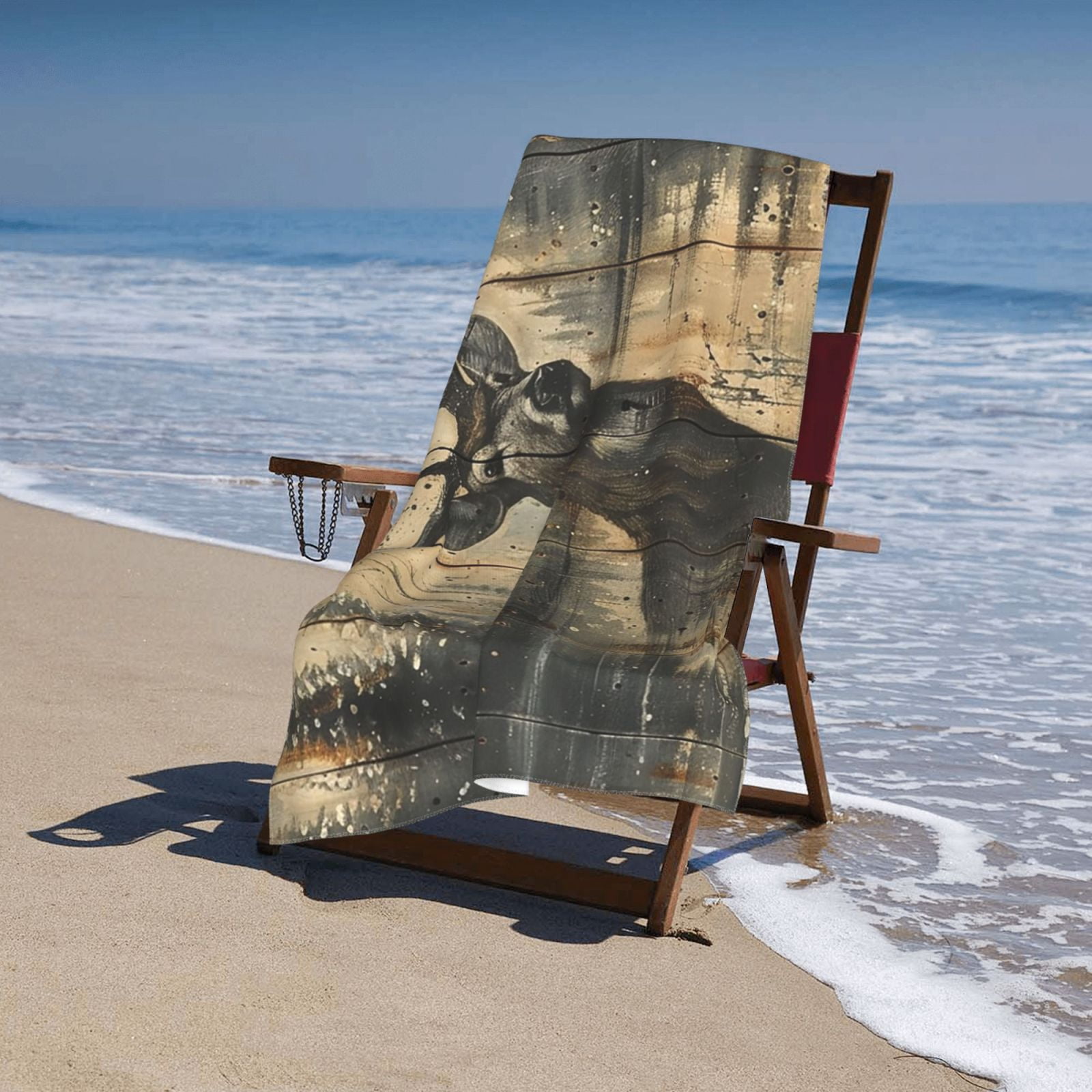 Deer Vintage Camo Art Black Beach Bath Towel Gym Spa Shower Towels Pool Soft 32" X 52" for Men Women