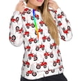 thumbnail image 5 of Yiaed Red Wheeled Tractors Print Womens Casual Hoodies Crew Neck Long Sleeve Sweatshirts With Pocket Pullover Tops Women's Hooded Sweatshirt-Medium, 5 of 5
