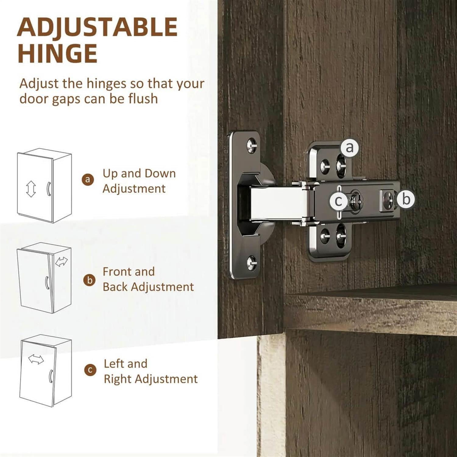 Demi Bonn 67" Buffet Hutch, Modern Kitchen Storage Cabinet, Freestanding Glass Door Pantry, Shelves & Drawers for Home Decor, Gray