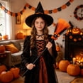 thumbnail image 6 of Detachable Kids Witch Broom Prop, Tulle Pumpkin Spider Skull Decor Halloween Witch Broomstick, Adjustable Length Costume Accessory for Cosplay Party Trick or Treat, 6 of 7