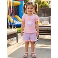 thumbnail image 6 of Kids Girls Birthday Outfit, Short Sleeve Crew Neck Embroidery Cupcake T-shirt with Striped Shorts Summer Outfit, 6 of 9