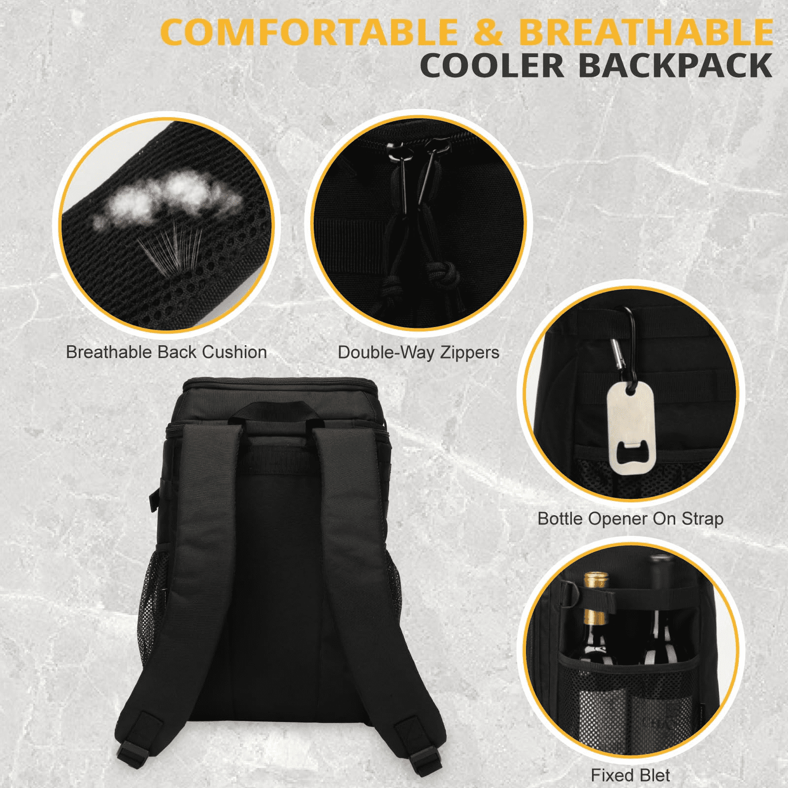 Backpack Cooler, 25L Cooler Backpack Insulated Leak-Proof, Heavy Duty Large Lunch Backpack, Waterproof Ice Chest Backpack for Men Women Adults Work Day trip Camping Beach Hiking Essential