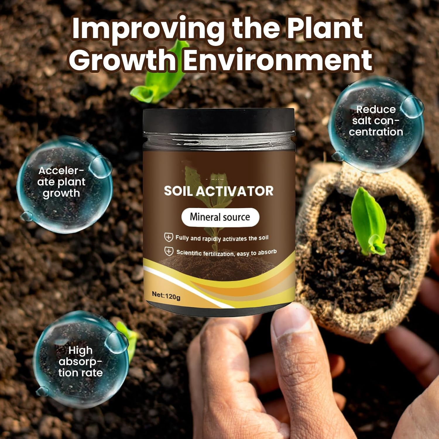 Soil Improvement Loosening Agent, Soil Activator for Indoor Plants, Plant Growth Enhance Supplement,Garden Beds for Cultivation, Potting Mix and Seedling Compost