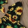 thumbnail image 4 of 3Pcs Pretty Girls Clothes Set Kids Baby Girl Clothes Short Sleeve Off-shoulder Sunflower Crop Tops Denim Pants Outfits, 4 of 6