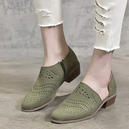 

Christmas Clearance Juebong Women Winter Lace Up Flock Casual Fretwork Heels Women s Casual Shoes