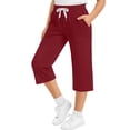 thumbnail image 3 of HAOTAGS Big Girls Capri Pants with Pockets (5-15) Elastic Waist Casual Sporty Cropped Pants Wine Size 12, 3 of 10