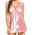 thumbnail image 3 of Elvqul Womens Nightgowns Under $5 Sleeveless Pink Slip Halter Silk Sleep Dresses, 3 of 6