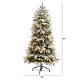 thumbnail image 2 of Nearly Natural 5ft. Flocked North Carolina Fir Artificial Christmas Tree with 350 Warm White Lights and 1247 Bendable Branches, 2 of 10