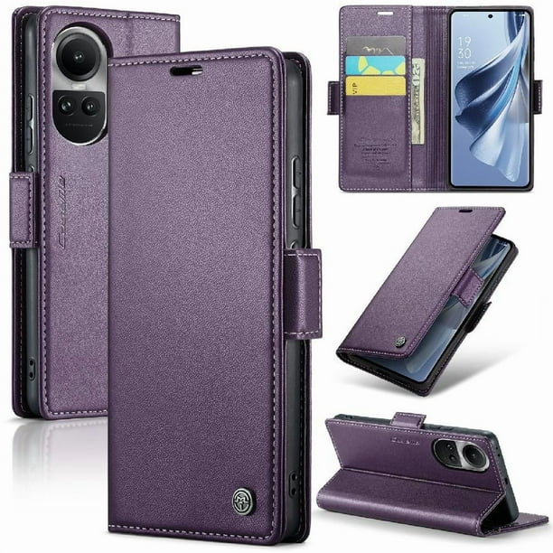 Funda tipo cartera OPPO Reno 10 Pro 5G con cierre magnético, RFID, tarjetero, soporte, carga inalámbrica