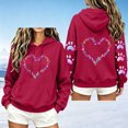 thumbnail image 2 of Staron Women's Hoodie Hooded Long Sleeve Graphic Hearts Casual Crewneck Sweatshirt Loose Cute Pullover Hoodies Tops Wine XL, 2 of 6