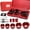 Red, variant on 12- Hole Kit, Includes 8 Sizes (3/4" to 2-1/2"), Arbors, Drill Bits, and Hex Key, for Softwood, Plywood, and PVC (Black)