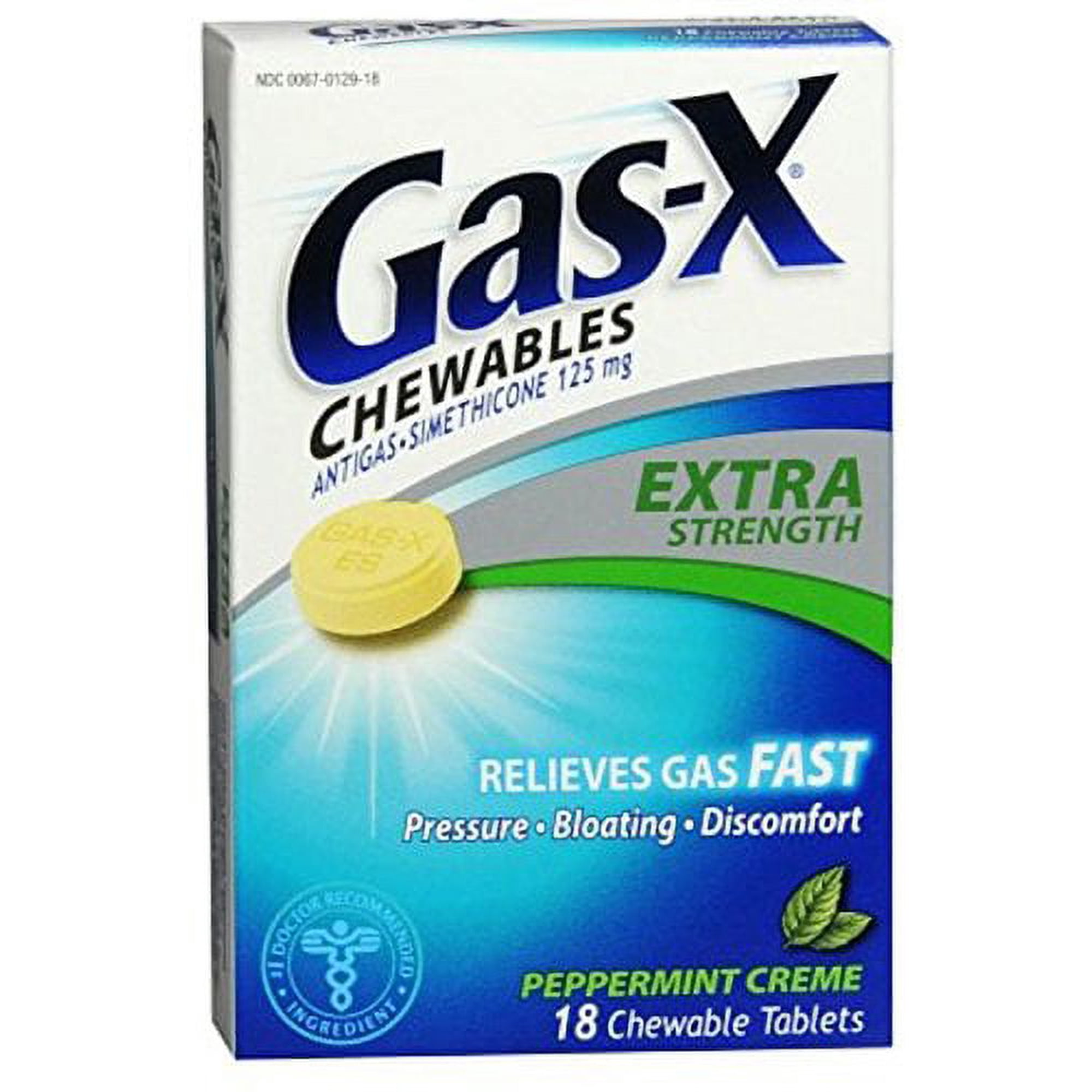 Gas-X Chewables Extra Strength Peppermint Creme 18 ea (Pack of 6)