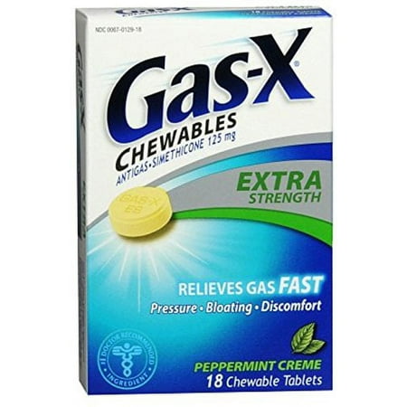 Gas-X Chewables Extra Strength Peppermint Creme 18 ea (Pack of 6)