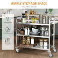 thumbnail image 4 of HOMCOM Chariot de Cuisine à 3 Niveaux de 33 Pouces, Chariots d'Équipement de Laboratoire de Traitement Médical, Îlot de Cuisine Roulant en Acier Inoxydable, Chariot de Service Utilitaire de Rangement à Roulettes, Calibre Lourd de 330 Lb, 4 of 10