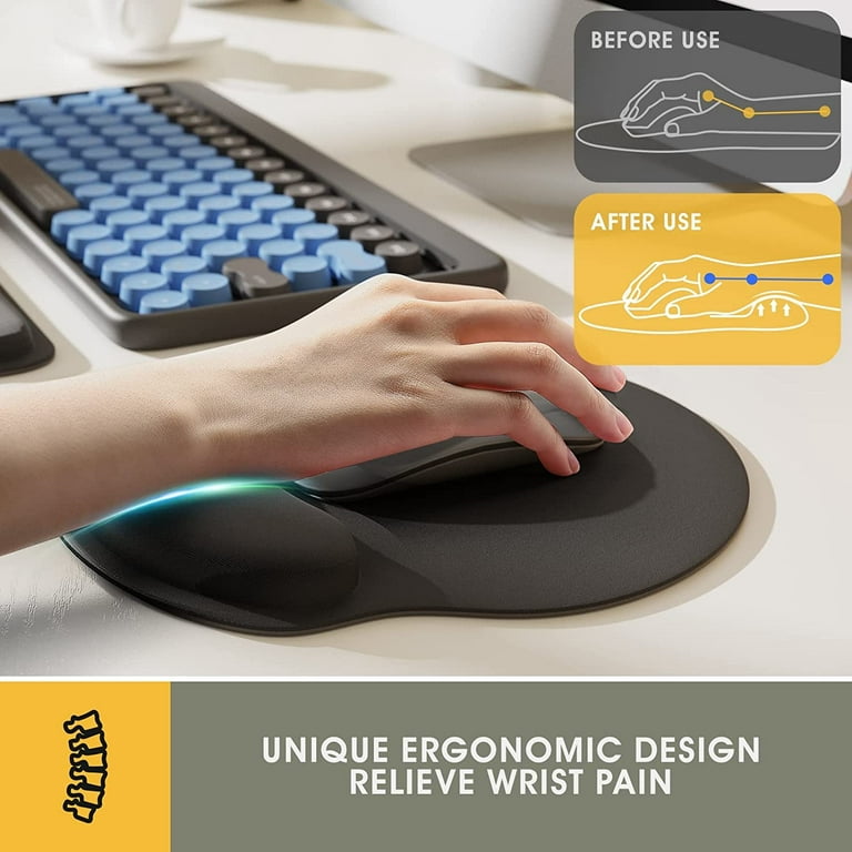 ComfortFoam Memory Foam Mouse Pad with Wrist Rest - Black – AllsopTech