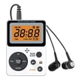 thumbnail image 1 of Radio portátil mini FM AM con pantalla LCD retroiluminada, receptor de radio de 87-108 MHz con auriculares, enchufe europeo, color blanco, 1 of 5