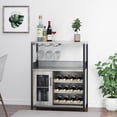 thumbnail image 5 of Industrial Wine Bar Cabinet with Adjustable Shelves, Glass Holders, Mesh Door, Detachable Wine Rack, Storage Compartments – Buffet Sideboard for Dining Room, Kitchen, or Living Room, Grey, 5 of 8