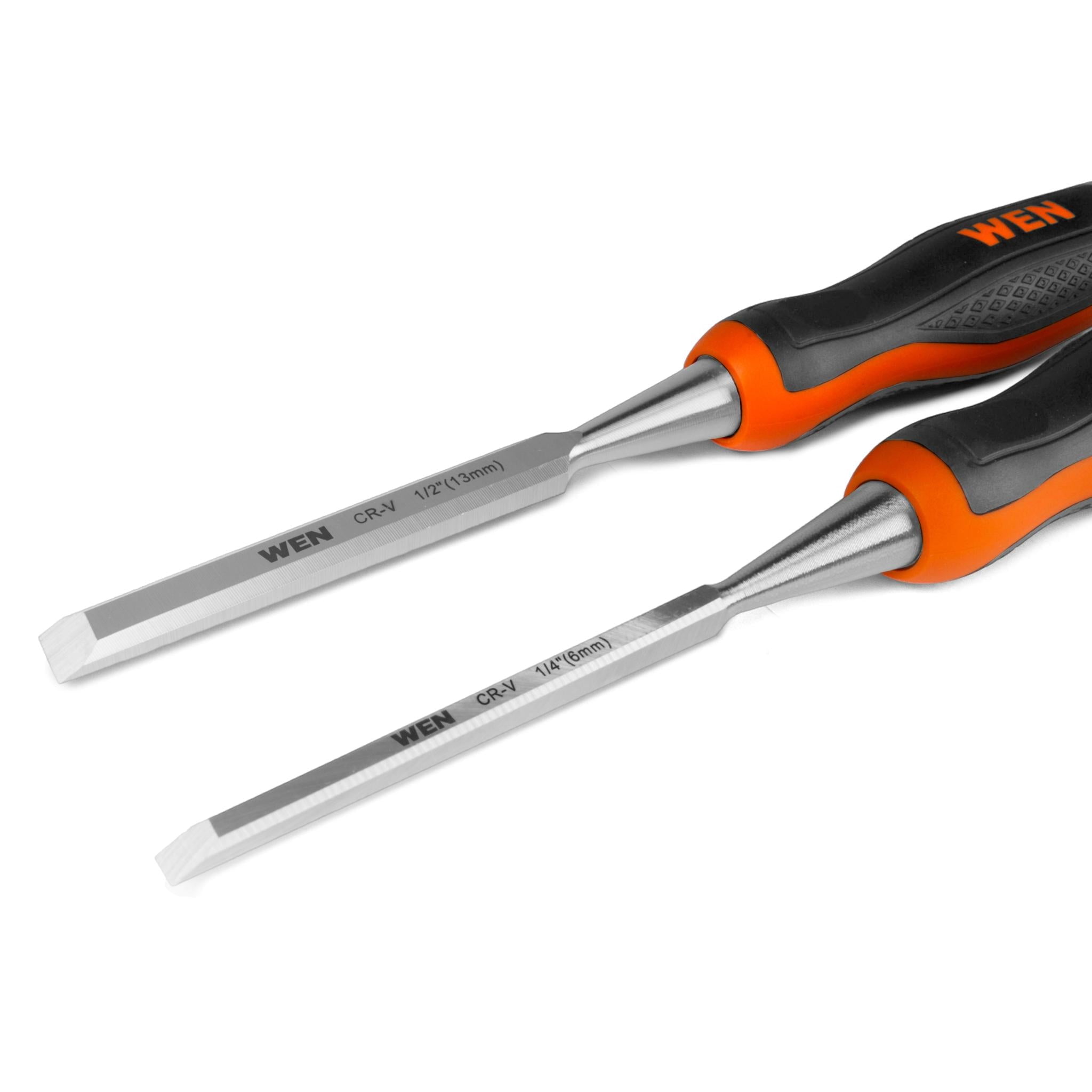 WEN Short Blade Wood Chisel Set with Heat-Treated Carbon Steel Blades, 4 Piece (CH4010)