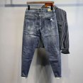 thumbnail image 4 of Pantalones vaqueros para hombre, pantalones vaqueros con gráficos para hombre, pantalones de tiro bajo, ajustados, ajustados, rotos, con agujeros, rasgados, de alta calidad, tallas XS, 4 of 5