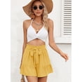 thumbnail image 3 of Chiclily Summer High Waist Wide Leg Shorts for Womens Casual Loose Elastic Waist Lounge Beach Shorts with Pockets, US Size Medium, Yellow, 3 of 9