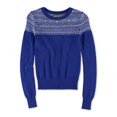 thumbnail image 1 of Aeropostale suéter de punto con bloques de color para mujer, azul, extra pequeño, 1 of 2