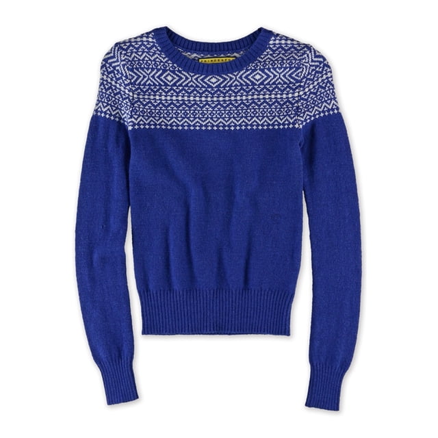 Aeropostale suéter de punto con bloques de color para mujer, azul, extra pequeño