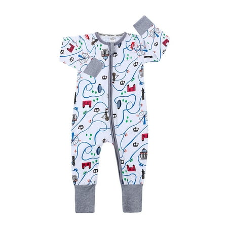 

Boys Printed Jumpsuit Sleep Baby Clothing Outfits Pajamas Cotton Romper Zip Front Girls Romper Play Boys Romper&Jumpsuit Boys Rompers 6 Months