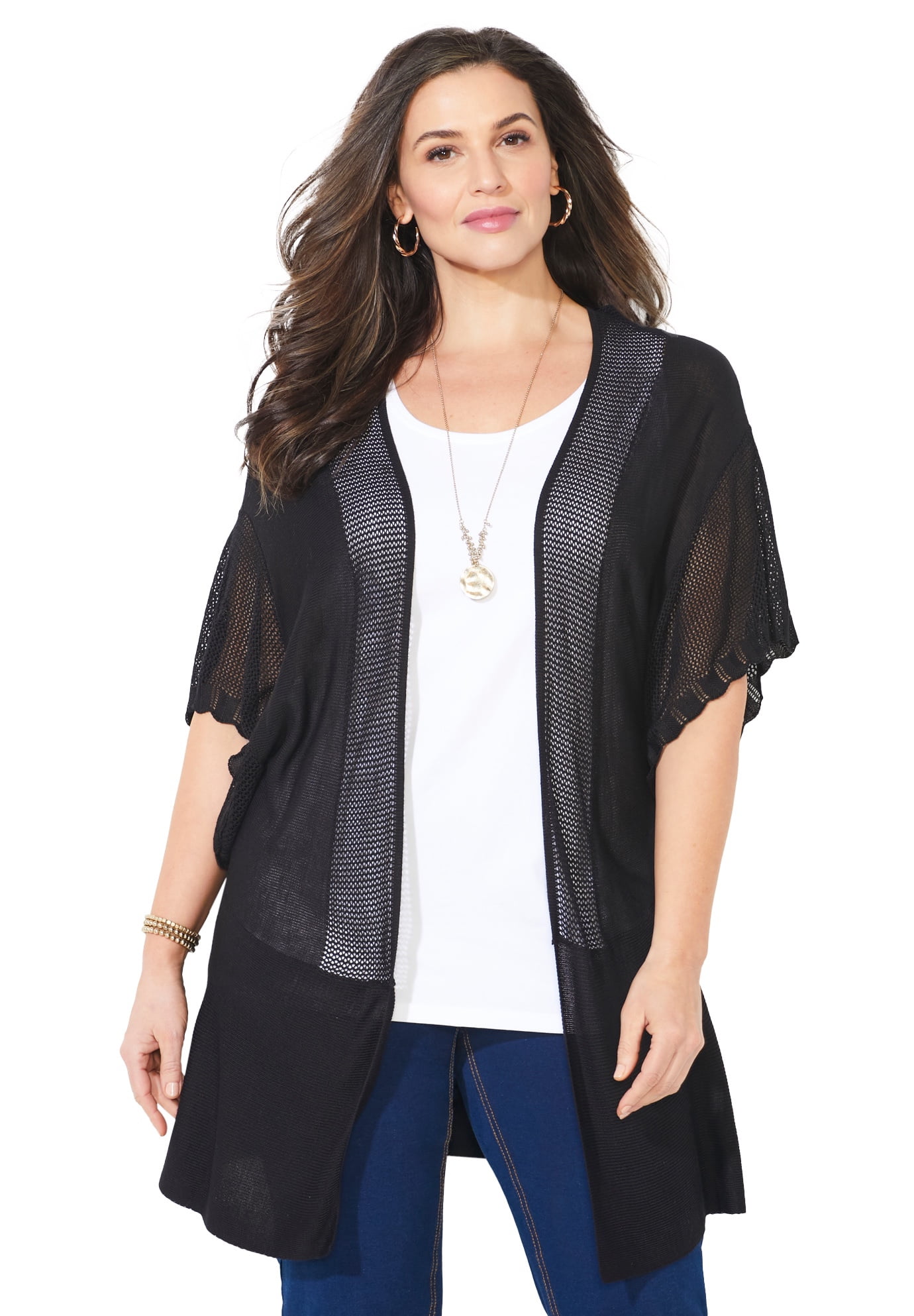 Catherines Women's Plus Size Crochet Cardigan - Walmart.com