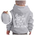 thumbnail image 4 of FINALGANG Girls Hoodies Casual Letter Printed Long Sleeve Hooded Pullover Top With Pocket Kids Leisure Birthday Wedding Weekend Sweatshirt,Grey,100, 4 of 4