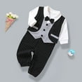 thumbnail image 2 of Odeerbi Baby Infant Boys Girls Clothes Gentleman Jumpsuit Baby Romper College Style Fall Gentleman Style Romper British Indoor Outdoor Jumpsuit Black 9-12 Months, 2 of 6
