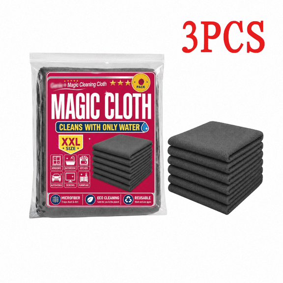 Genie Magic Microfiber Cleaning Cloths, 3 Pack, XXL Size, Reusable Water-Only Cleaning Towels