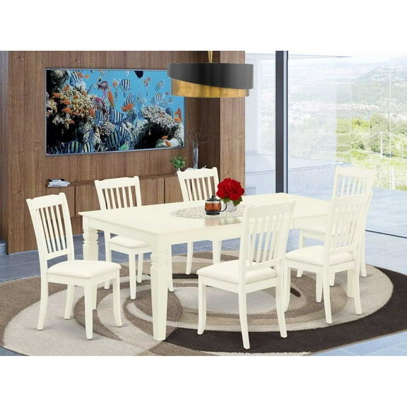 East West Furniture Dining Room Set Linen White, LGDA7-LWH-C