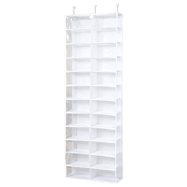 Over Door Hanging Shoe Rack Organizer with 26 Clear Pockets for Portable Closet and Wardrobe Storage