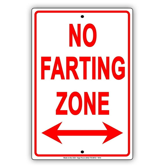 No Farting Zone Gag Jokes Funny Caution Alert Warning Notice Aluminum Note Metal Sign Plate