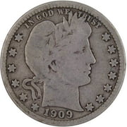 1909 D Barber Quarter AG About Good 90% Silver 25c US Type Coin Collectible