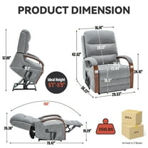Newboti Furniture Power Grey Chenille Lift Recliner Chair Dual Motor Infinite Position Up to 350 LBS with Solid Wood Armrests, Heat Massage and Heavy Duty Motion Mechanism 63335