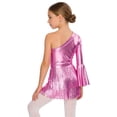 thumbnail image 2 of TiaoBug Kids Girls Latin Dance Outfit Shiny Metallic Fringe Dress One Shoulder Top with Tassels Skirts Set Pink 6, 2 of 7
