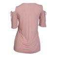 thumbnail image 2 of eVogues Plus Size Cold Shoulder Top With Necklace Detail Pink, 2 of 5