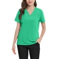 thumbnail image 3 of 4Th Of July Shirts, Ladies' Lightweight Solid Color V Neck Pocket Side Slit Short Sleeved T Shirt Maternity Scrub Top Pants Fourth Shirts For Women And Royal Outfit Shirt (XXL, Green) ZMTing, 3 of 3