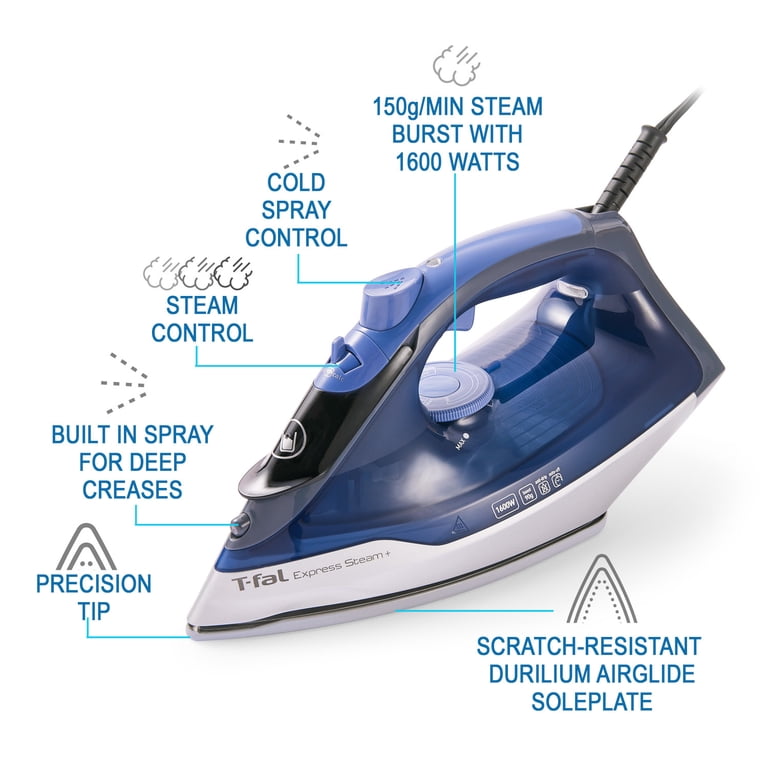 T-fal Non-Stick Electric Express Steam+ Iron with Durilium