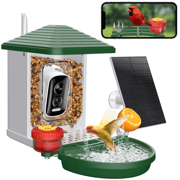 Conico Smart Bird Feeder with Camera, 5MP HD AI Bird Recognition, Solar Powered WiFi Outdoor Bird Feeder, Squirrel Proof, Father’s Day Gifts for Dad Grandpa, Bird Watching Gifts